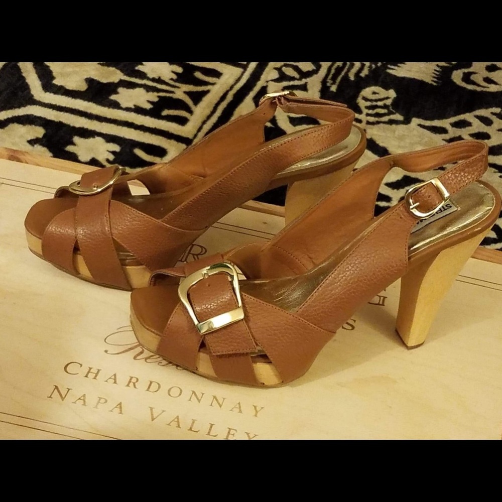 Steve Madden- Platform wooden high heeled sandals
